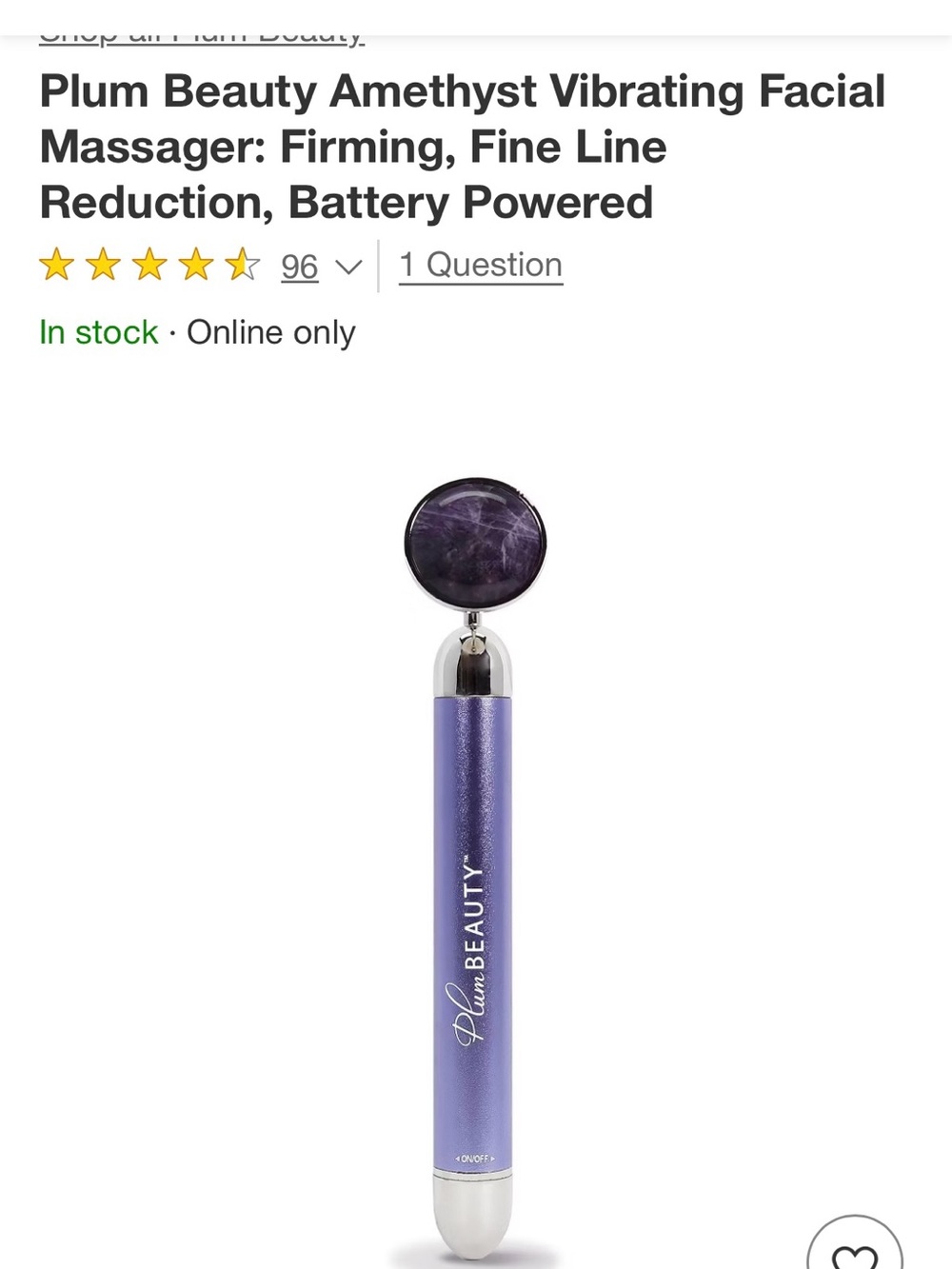 BNWT Plum Beauty Amethyst Vibrating Facial Massager
